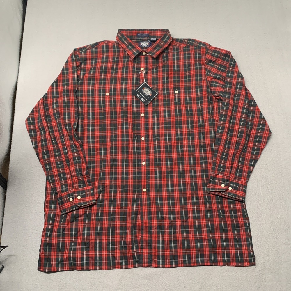 (Lot of 2) Knightsbridge Shirt Mens 2X 2XLT Button‎ Down Long Sleeve Plaid Camp